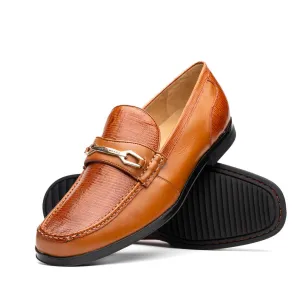 Marco Di Milano Hugo Honey Lizard & Calfskin Bit Loafers