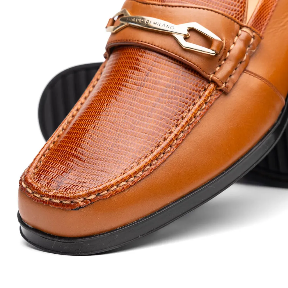 Marco Di Milano Hugo Honey Lizard & Calfskin Bit Loafers