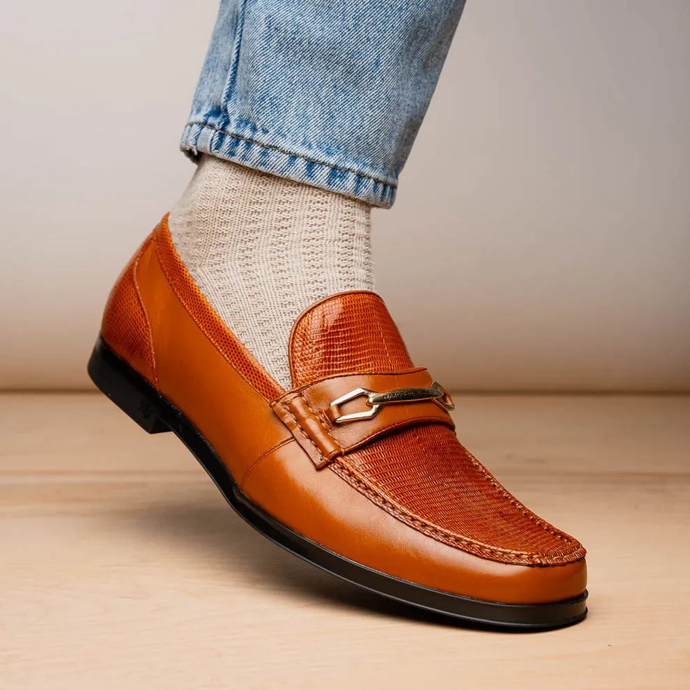 Marco Di Milano Hugo Honey Lizard & Calfskin Bit Loafers