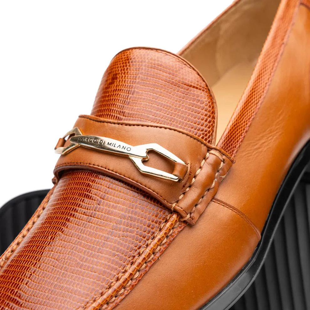 Marco Di Milano Hugo Honey Lizard & Calfskin Bit Loafers
