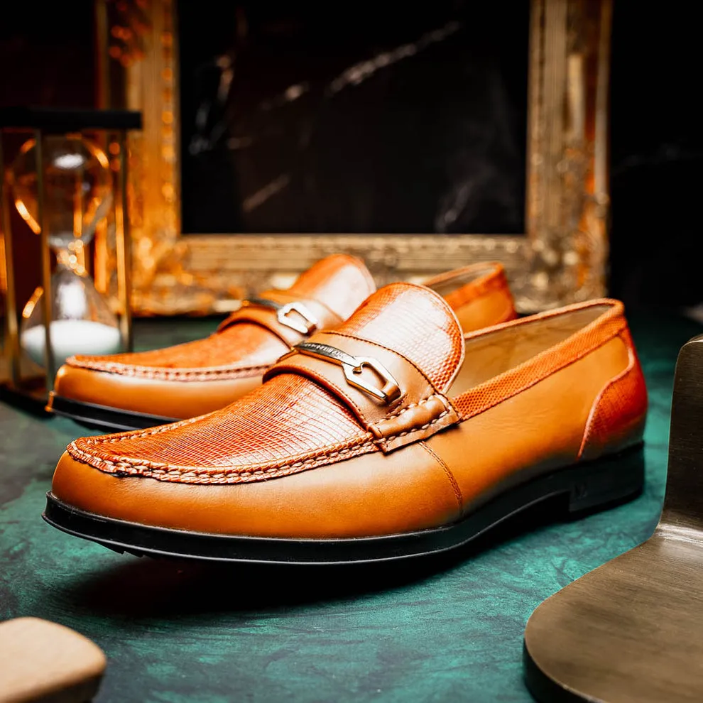 Marco Di Milano Hugo Honey Lizard & Calfskin Bit Loafers
