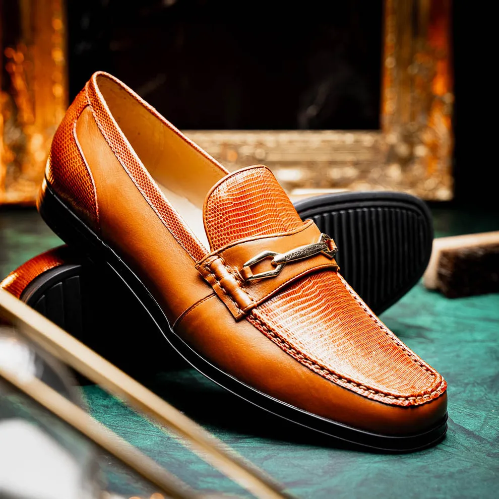 Marco Di Milano Hugo Honey Lizard & Calfskin Bit Loafers