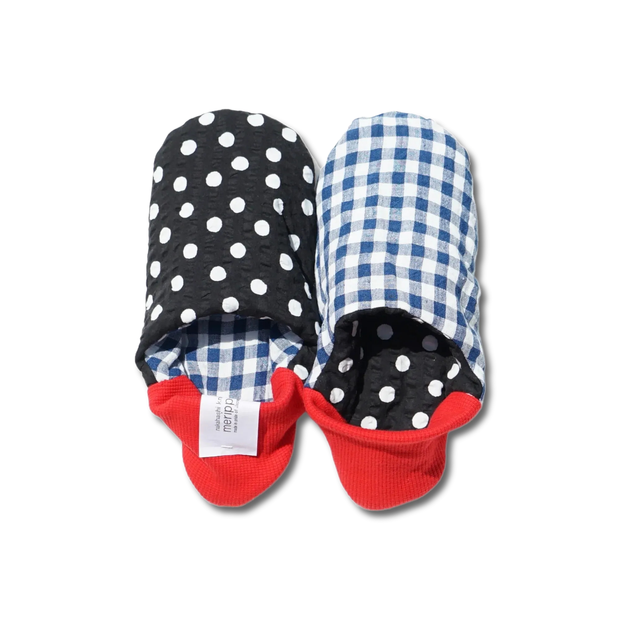 Merippa Slippers SS | Black Polka dots × Linen