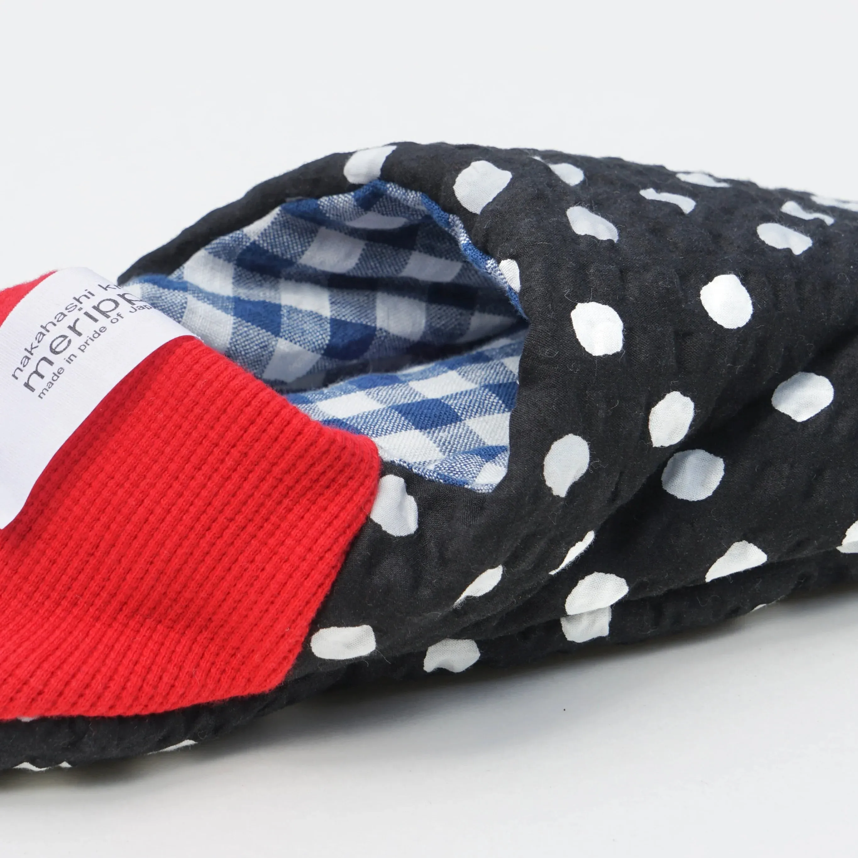 Merippa Slippers SS | Black Polka dots × Linen