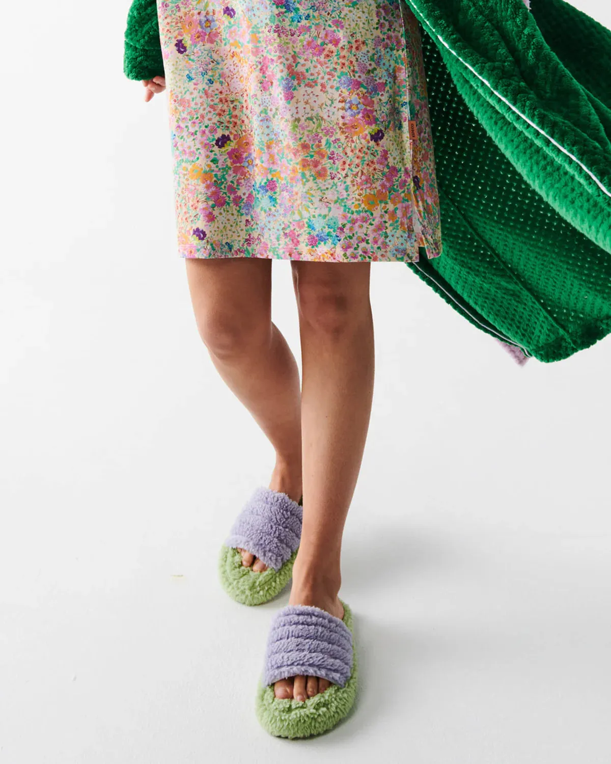 MINT GELATO QUILTED SHERPA ADULT SLIPPERS