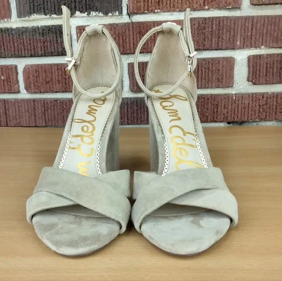 NWOT Sam Edelman Yandy Suede Block Heeled Sandals in Oatmeal