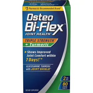 Osteo Bi-Flex Triple Fuerza   Cúrcuma, 80 Tabletas con revestimiento (paquete de 2)