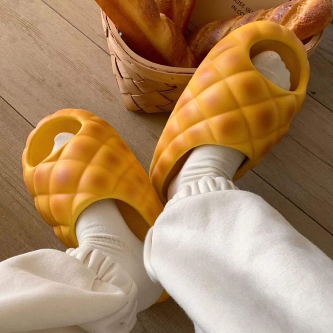 Pineapple Bun Bread Shaped Non-Slip Indoor Slippers
