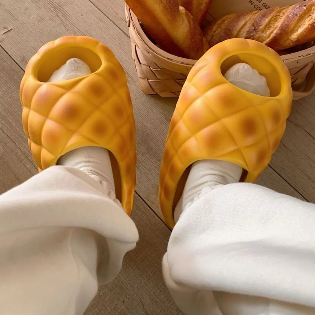 Pineapple Bun Bread Shaped Non-Slip Indoor Slippers