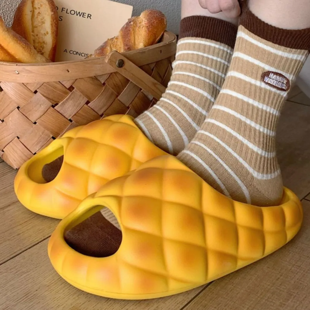 Pineapple Bun Bread Shaped Non-Slip Indoor Slippers