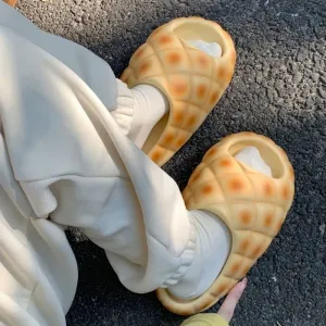 Pineapple Bun Bread Shaped Non-Slip Indoor Slippers