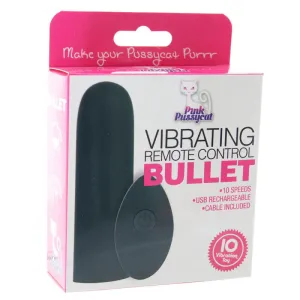 Pink cat Vibrating Remote Control Bullet -  Black