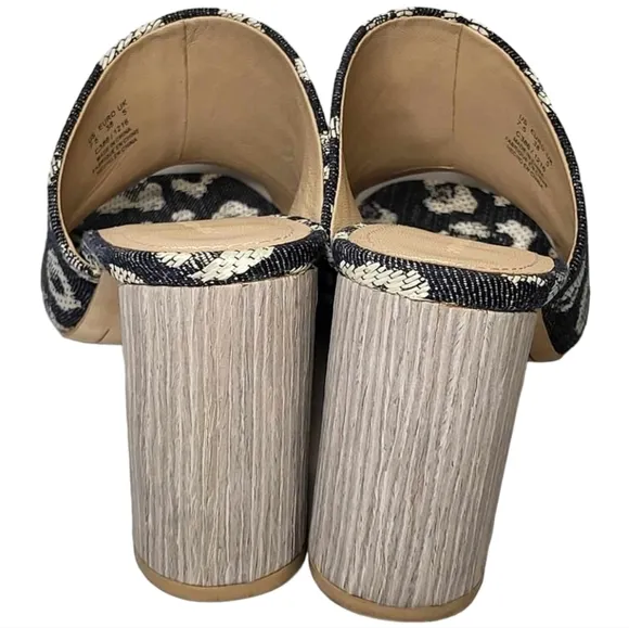 Pour La Victoire Women's Helena Mule Leopard Denim Sz 7.5 US