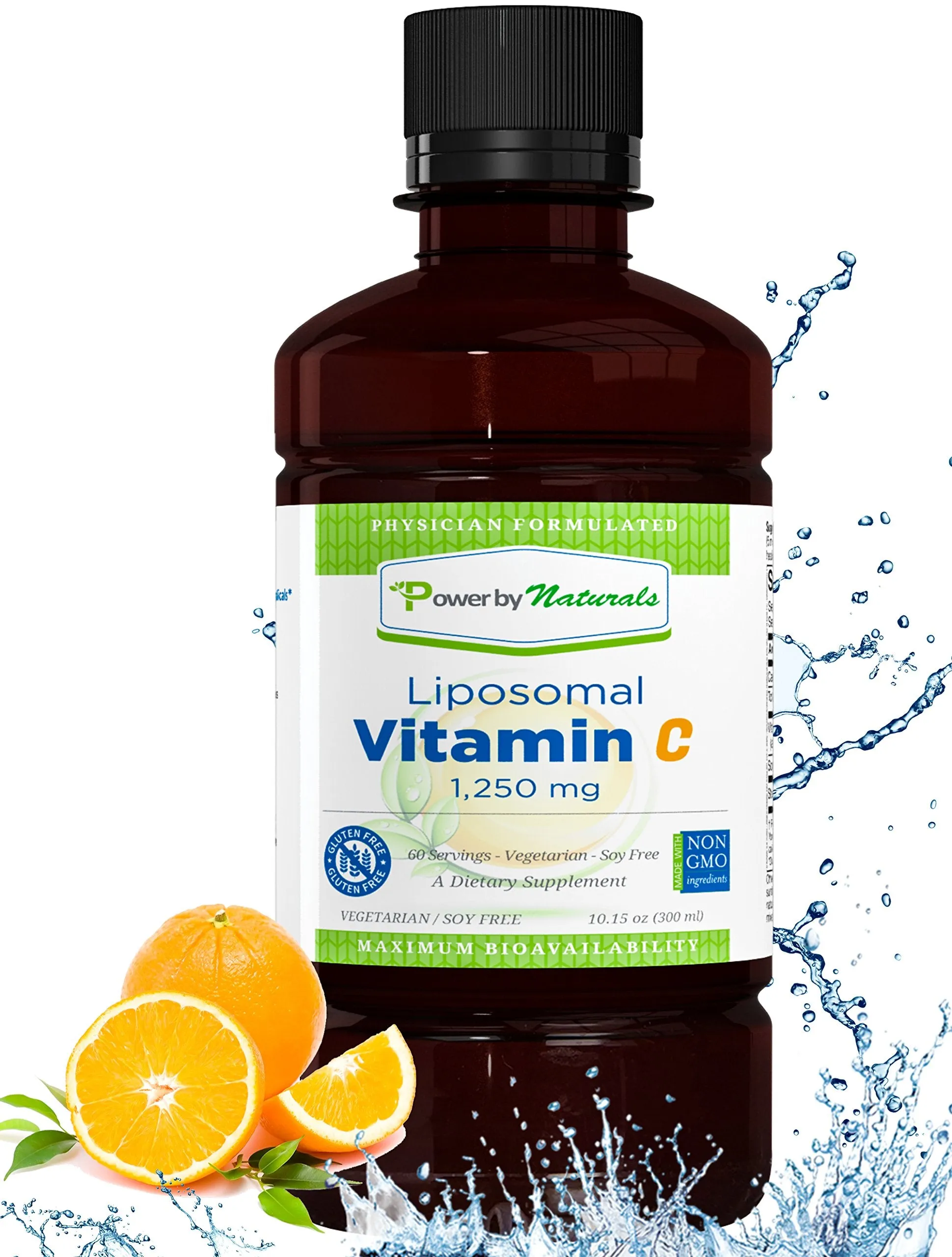 powerbynaturals – optimizado Liposomal Vitamin C de 1250 mg Líquido (10.15 oz) | Máxima absorción ~ sistema inmunológico apoyo y antioxidant| última intervensión de China | No OGM |60 porciones al 100% con tela de algodón de pato de Ascorbato de Sodio