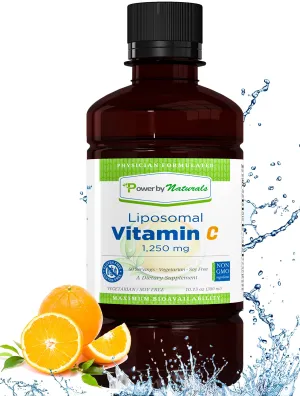 powerbynaturals – optimizado Liposomal Vitamin C de 1250 mg Líquido (10.15 oz) | Máxima absorción ~ sistema inmunológico apoyo y antioxidant| última intervensión de China | No OGM |60 porciones al 100% con tela de algodón de pato de Ascorbato de Sodio