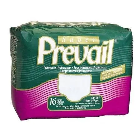 Prevail Super Absorb Protect Adult Underwear, Large 45-58 Waist, 16 pack