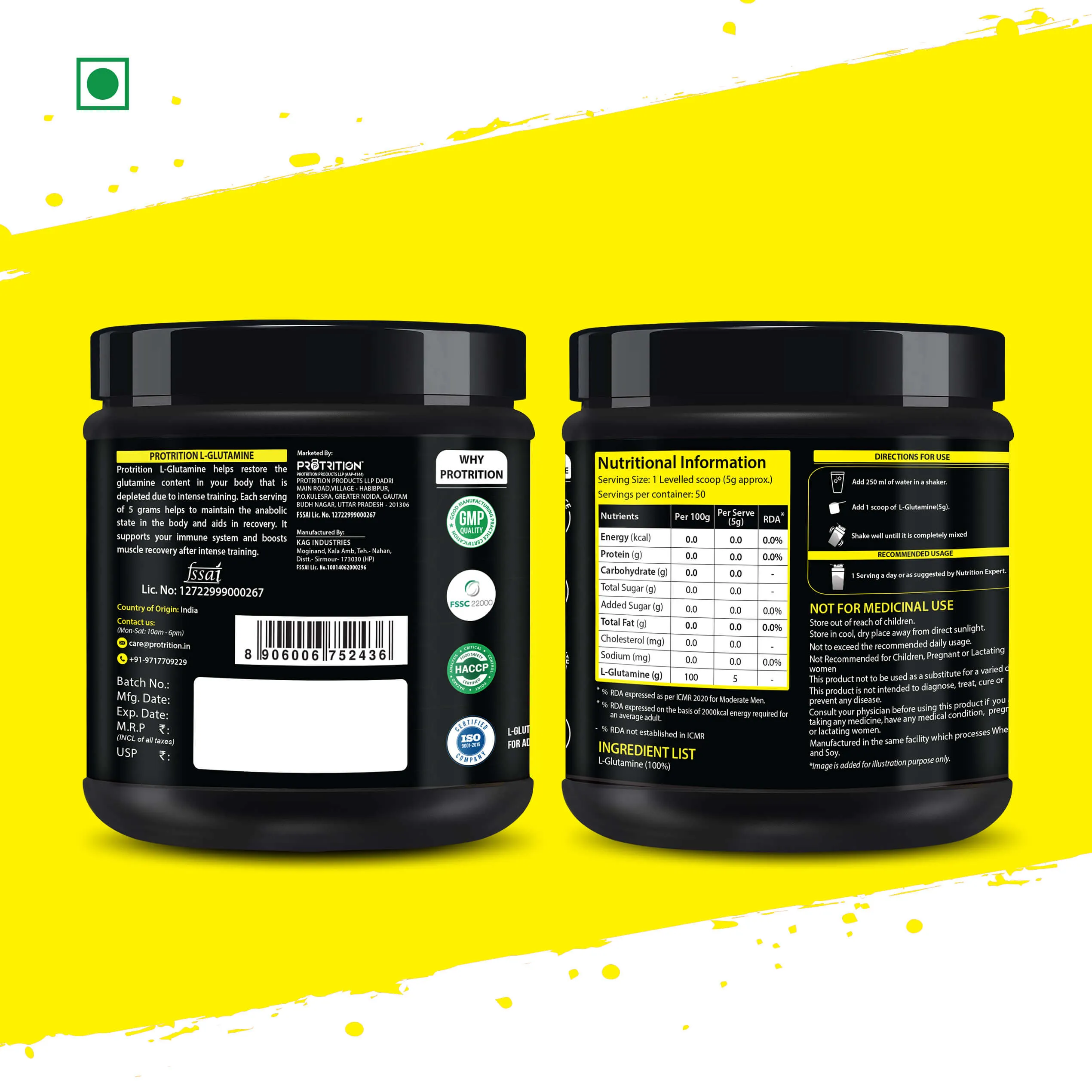 Protrition L-Glutamine, Unflavoured, 250g