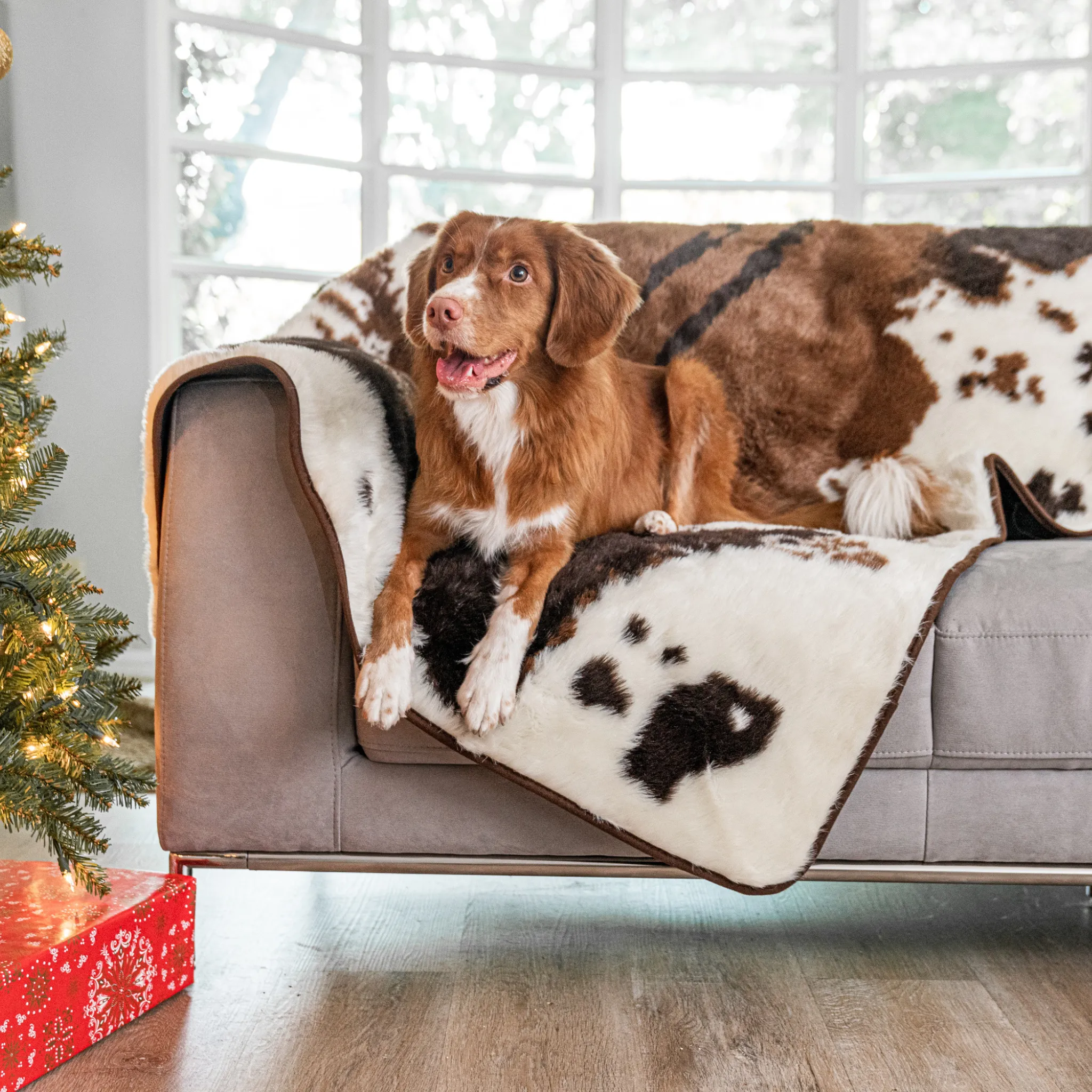 PupProtector™ Waterproof Throw Blanket - Brown Faux Cowhide