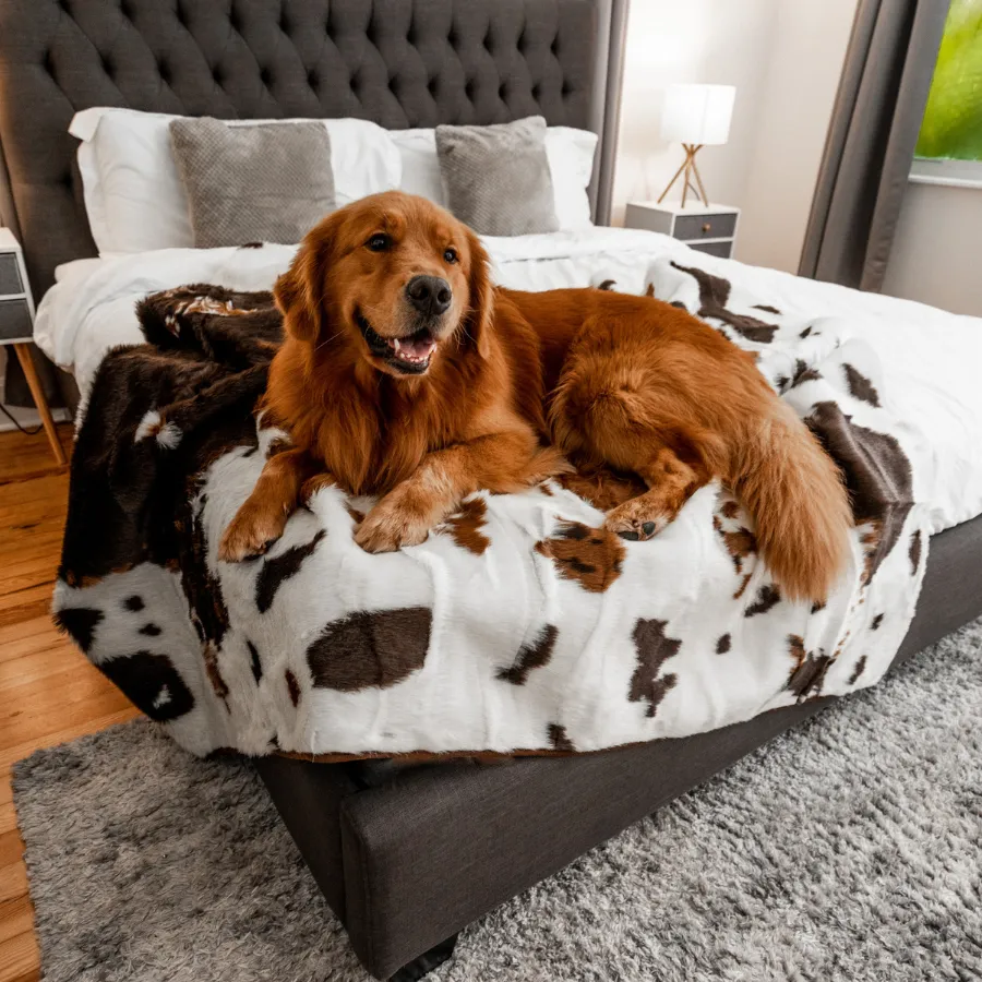 PupProtector™ Waterproof Throw Blanket - Brown Faux Cowhide
