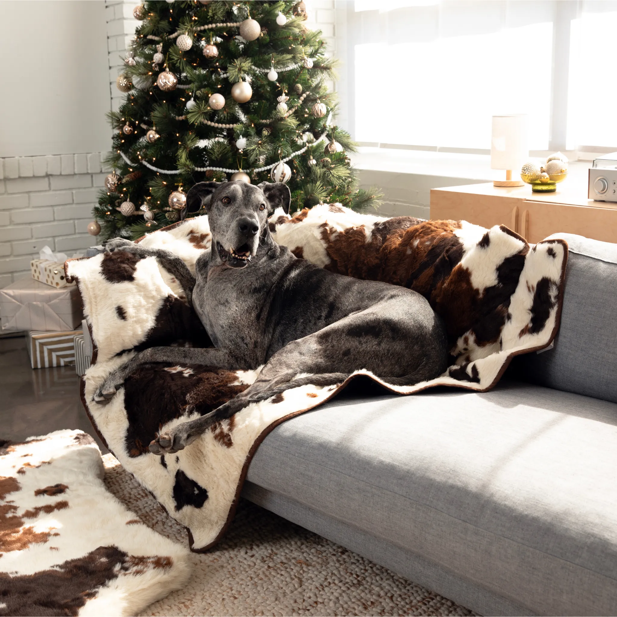 PupProtector™ Waterproof Throw Blanket - Brown Faux Cowhide