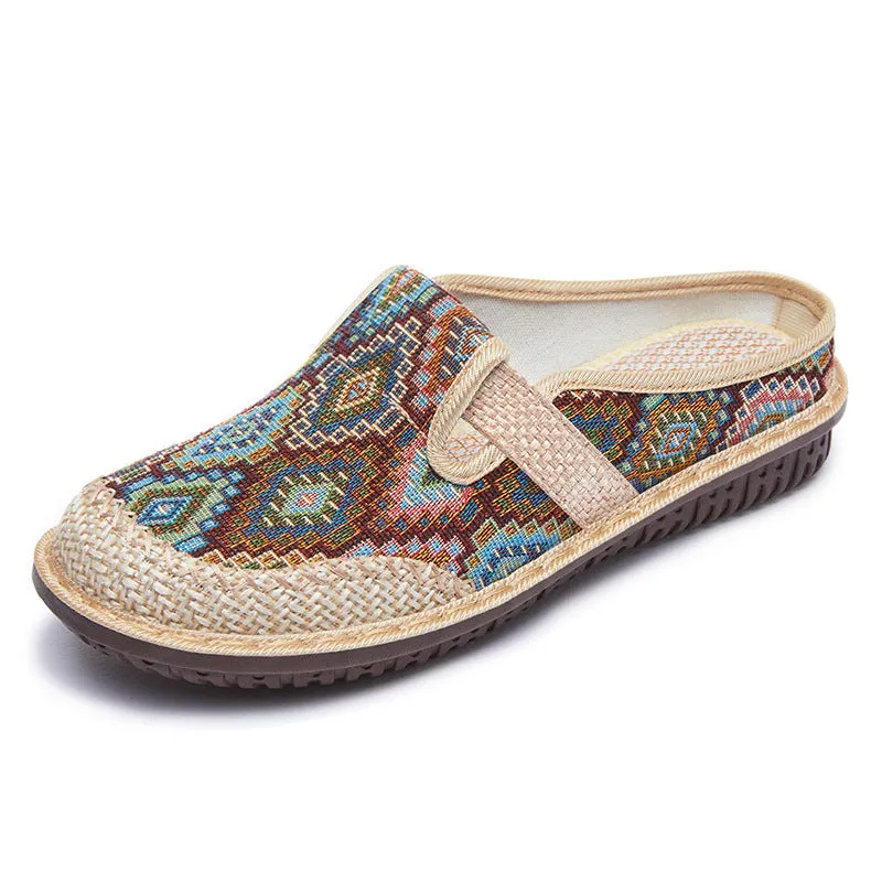 Rosie™ - Embroidered Linen Orthopaedic Sandals
