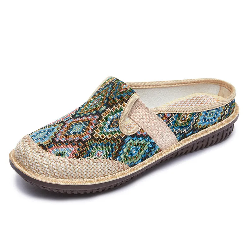 Rosie™ - Embroidered Linen Orthopaedic Sandals