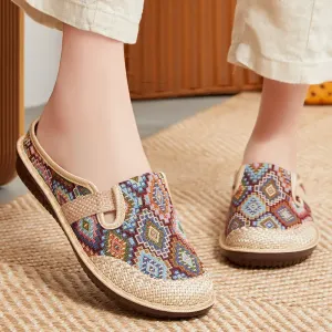 Rosie™ - Embroidered Linen Orthopaedic Sandals