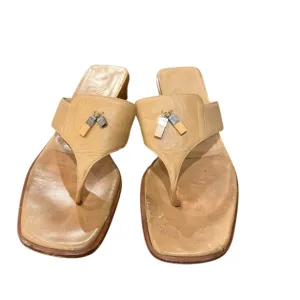 Salvatore Ferragamo Tan Leather Thong Sandals Size 9 MSRP $495
