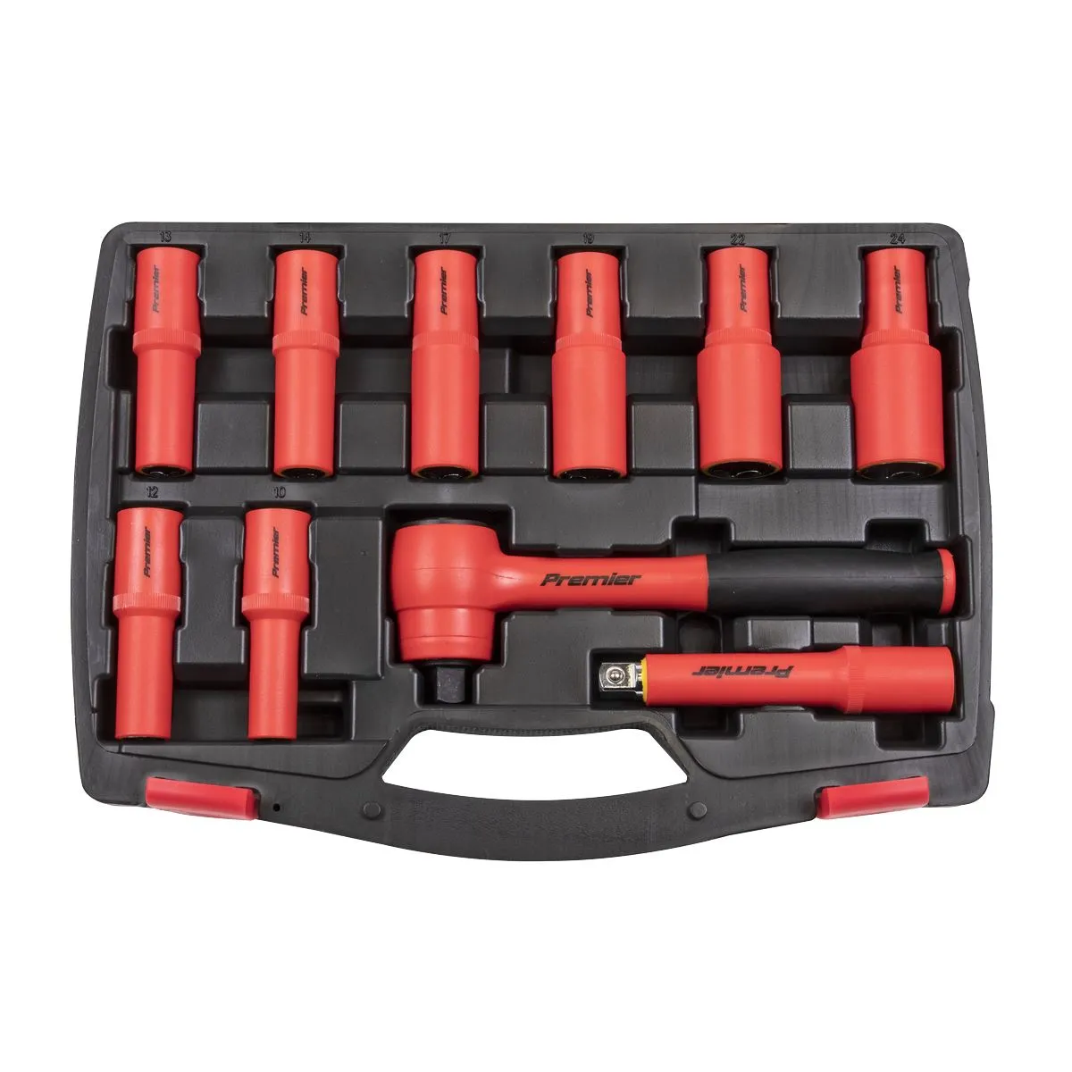 Sealey Insulated Socket Set 10 Piece 1/2" Drive 10-24mm 6 Point WallDrive VDE Approved