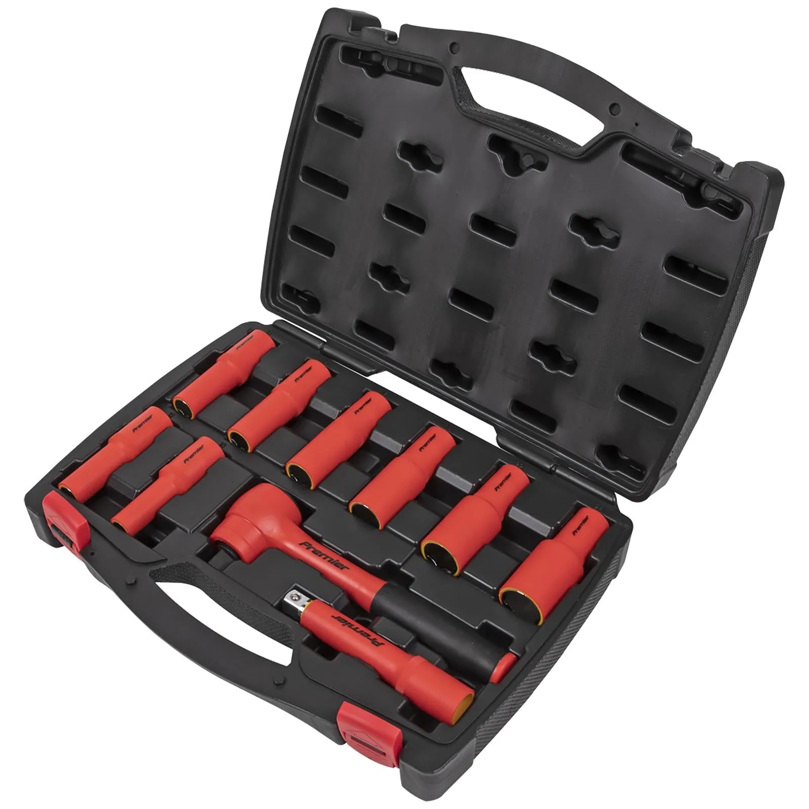 Sealey Insulated Socket Set 10 Piece 1/2" Drive 10-24mm 6 Point WallDrive VDE Approved