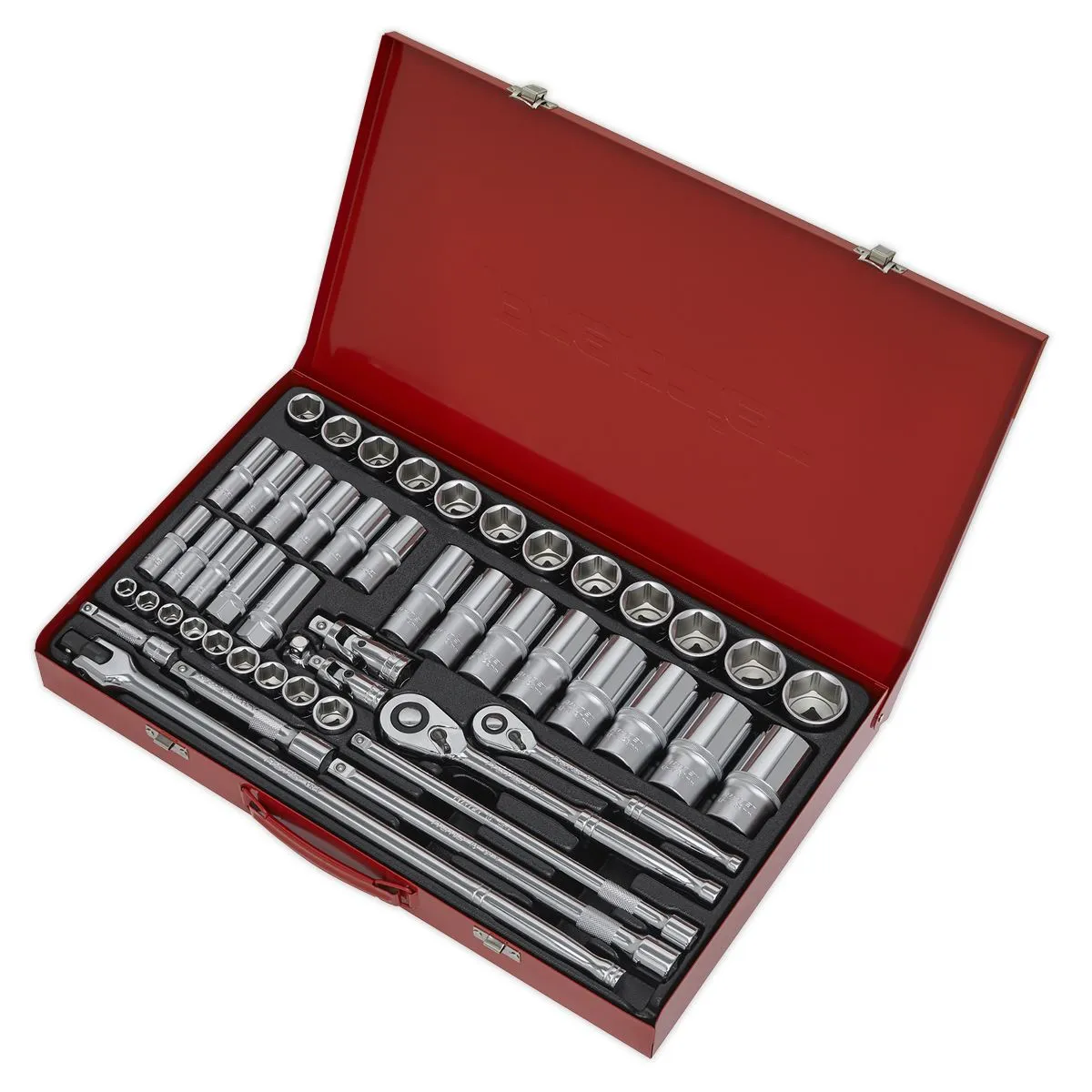 Sealey Premier Socket Set 50pc 3/8" & 1/2"Sq Drive 6pt WallDrive® - Metric