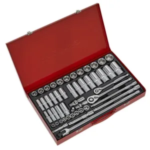 Sealey Premier Socket Set 50pc 3/8" & 1/2"Sq Drive 6pt WallDrive® - Metric