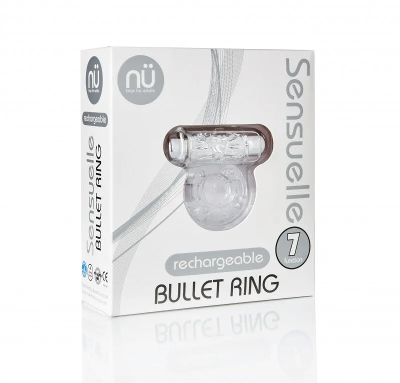 Sensuelle 7 Function Rechargeable Bullet Ring -  Clear