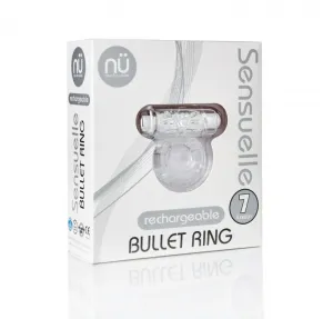 Sensuelle 7 Function Rechargeable Bullet Ring -  Clear