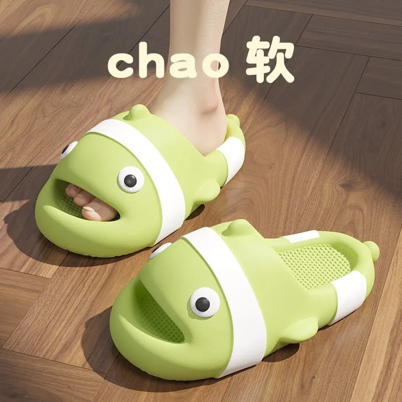 Shark Shape Summer Platform Slippers for Indoor Use