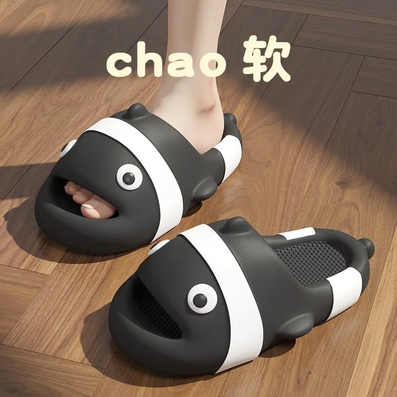 Shark Shape Summer Platform Slippers for Indoor Use