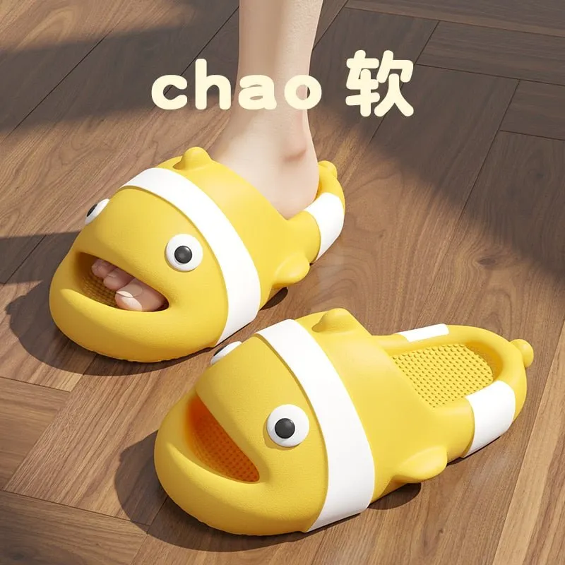 Shark Shape Summer Platform Slippers for Indoor Use