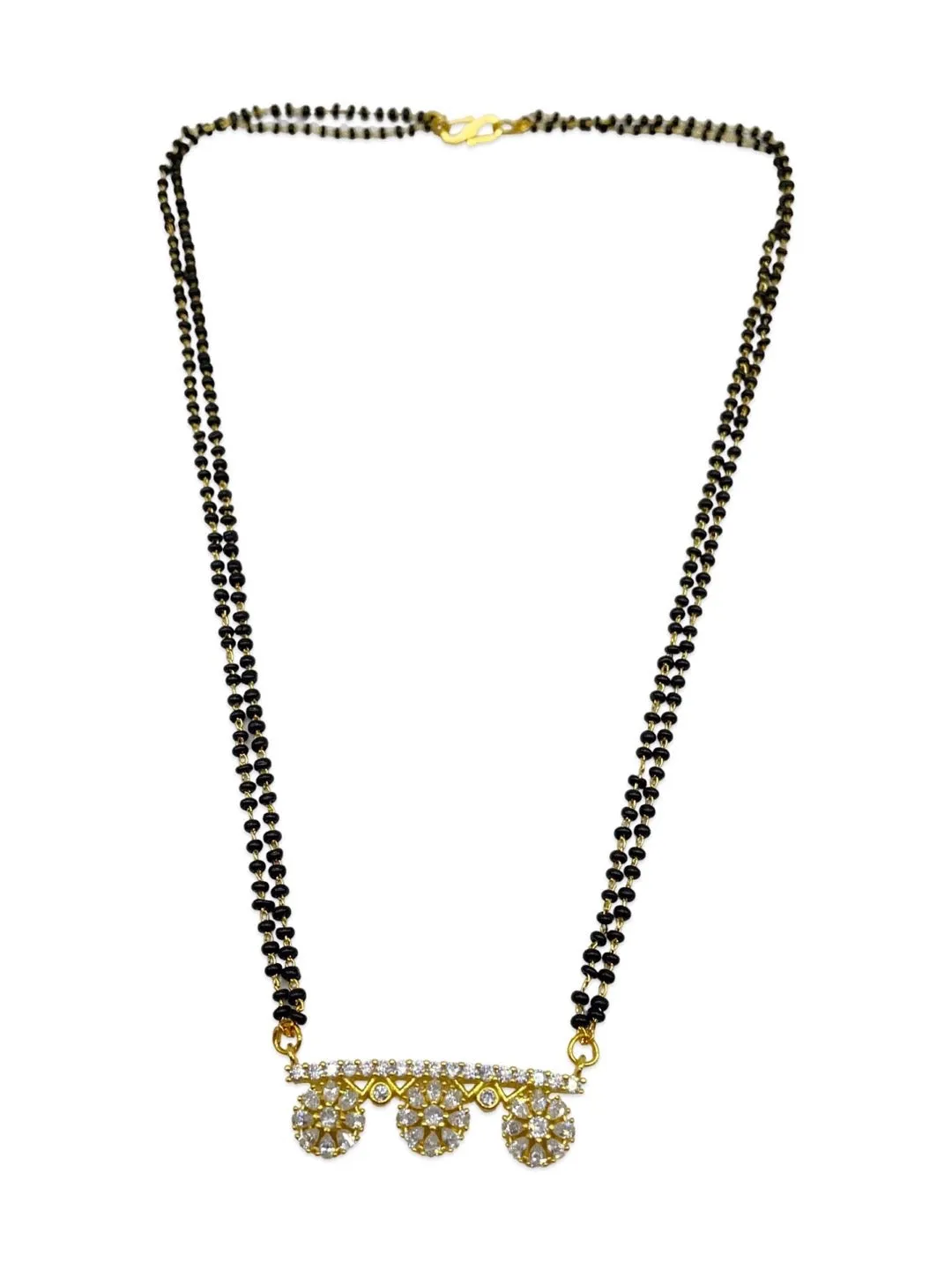 Short Mangalsutra American Diamond Flower Pendant