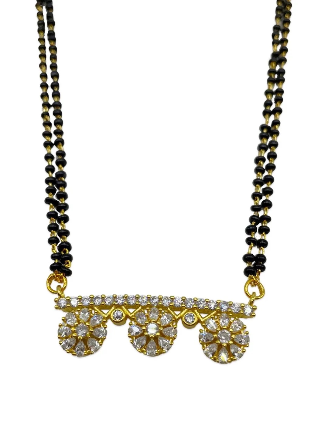 Short Mangalsutra American Diamond Flower Pendant