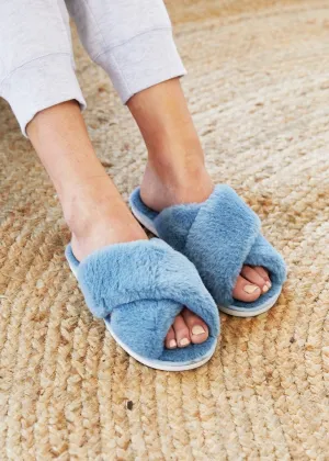 Skylar Fluffy Slippers - Blue