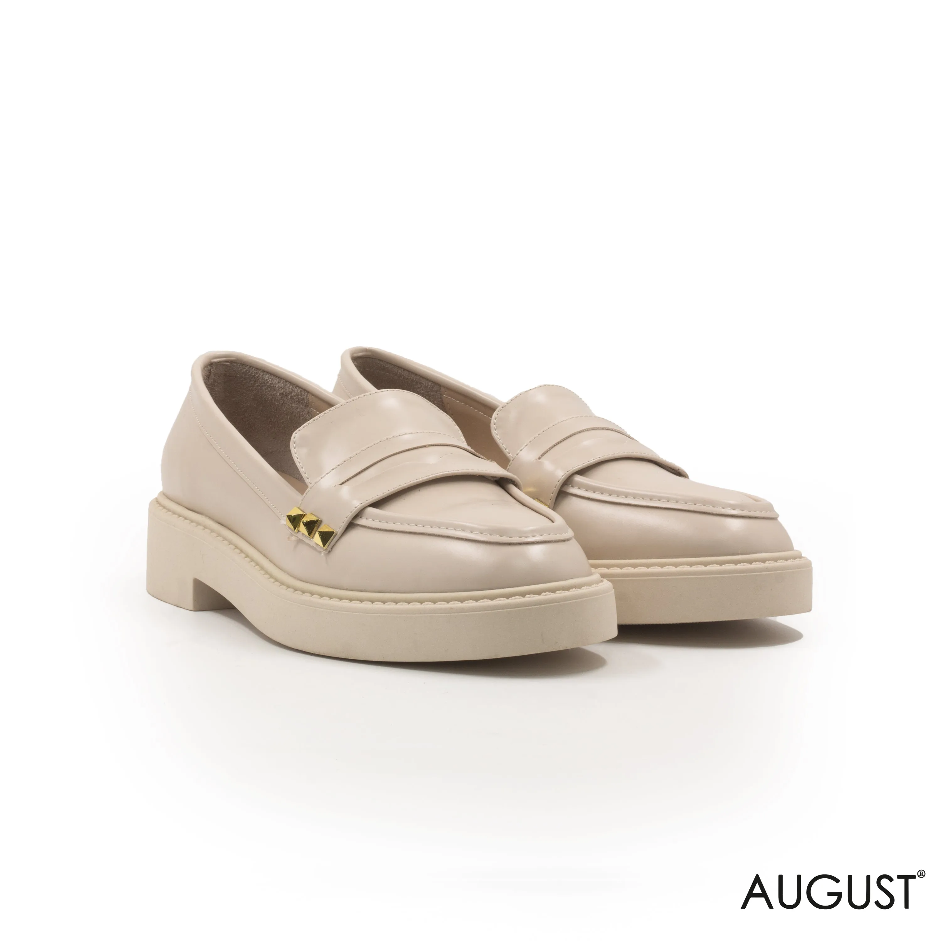 SMOOTH BEIGE LEATHER LOAFERS