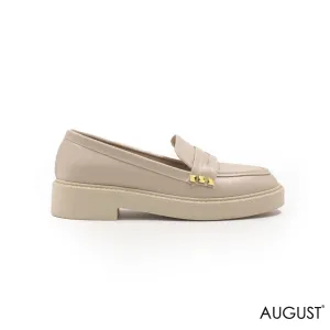 SMOOTH BEIGE LEATHER LOAFERS
