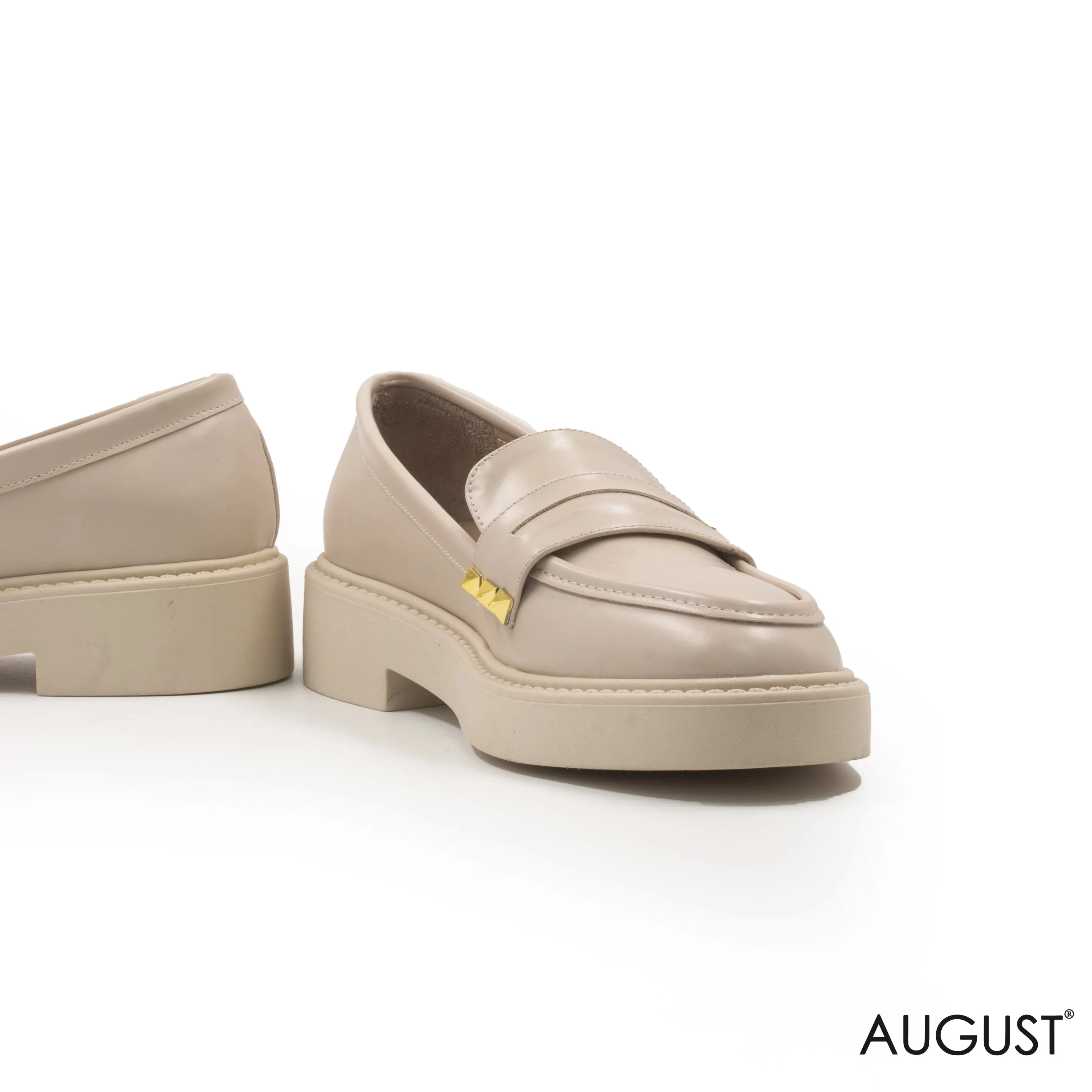 SMOOTH BEIGE LEATHER LOAFERS