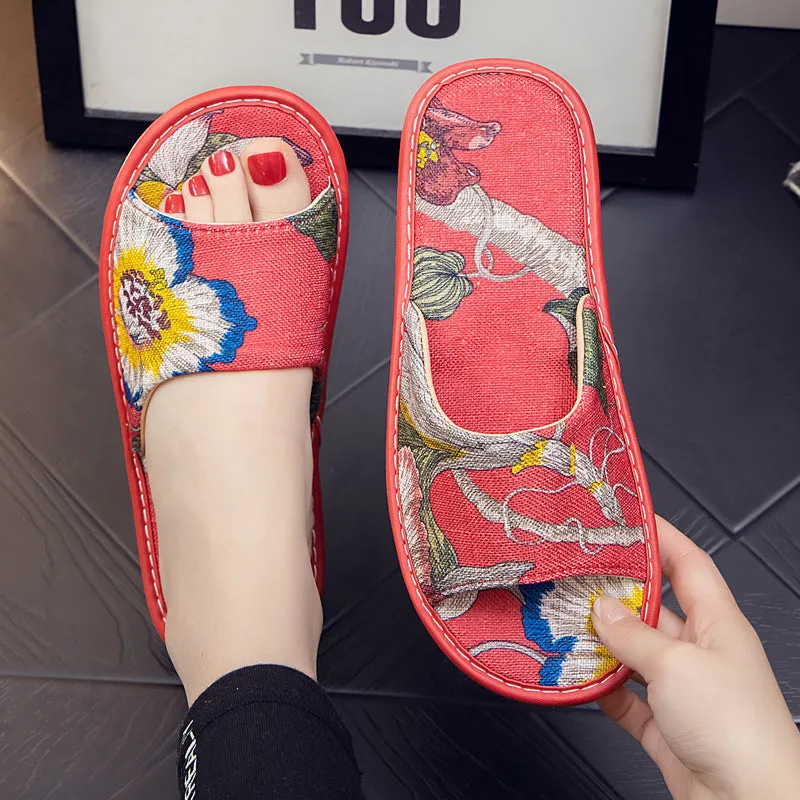 Soft and Comfortable Linen Couple Slippers  for Home Indoor Use