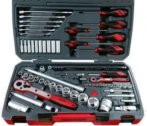 Teng Tool 95 Piece 1/4'' & 1/2'' Drive Socket   Screw Driver & Spanner Set Tm095
