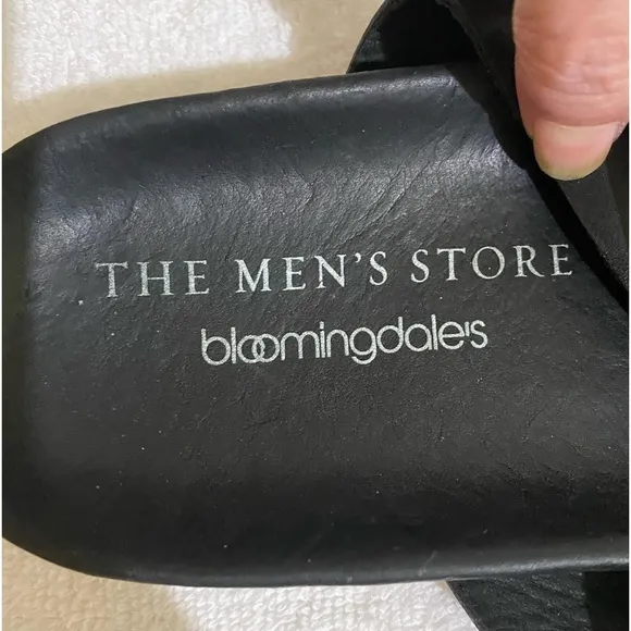 The Men’s Store Bloomingdale’s Devin Buckle Black Soft Leather Slid On Sandals