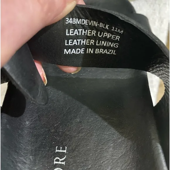 The Men’s Store Bloomingdale’s Devin Buckle Black Soft Leather Slid On Sandals