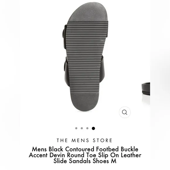 The Men’s Store Bloomingdale’s Devin Buckle Black Soft Leather Slid On Sandals