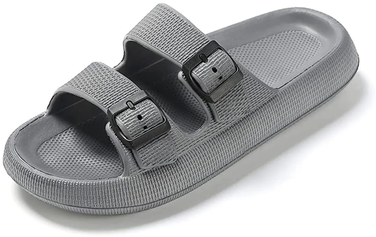 TREEMALL Pillow Sandals Cloud Slides for Women Men,Quick Drying Buckle Sandals Non-Slip Open Toe Double Strap Sandals