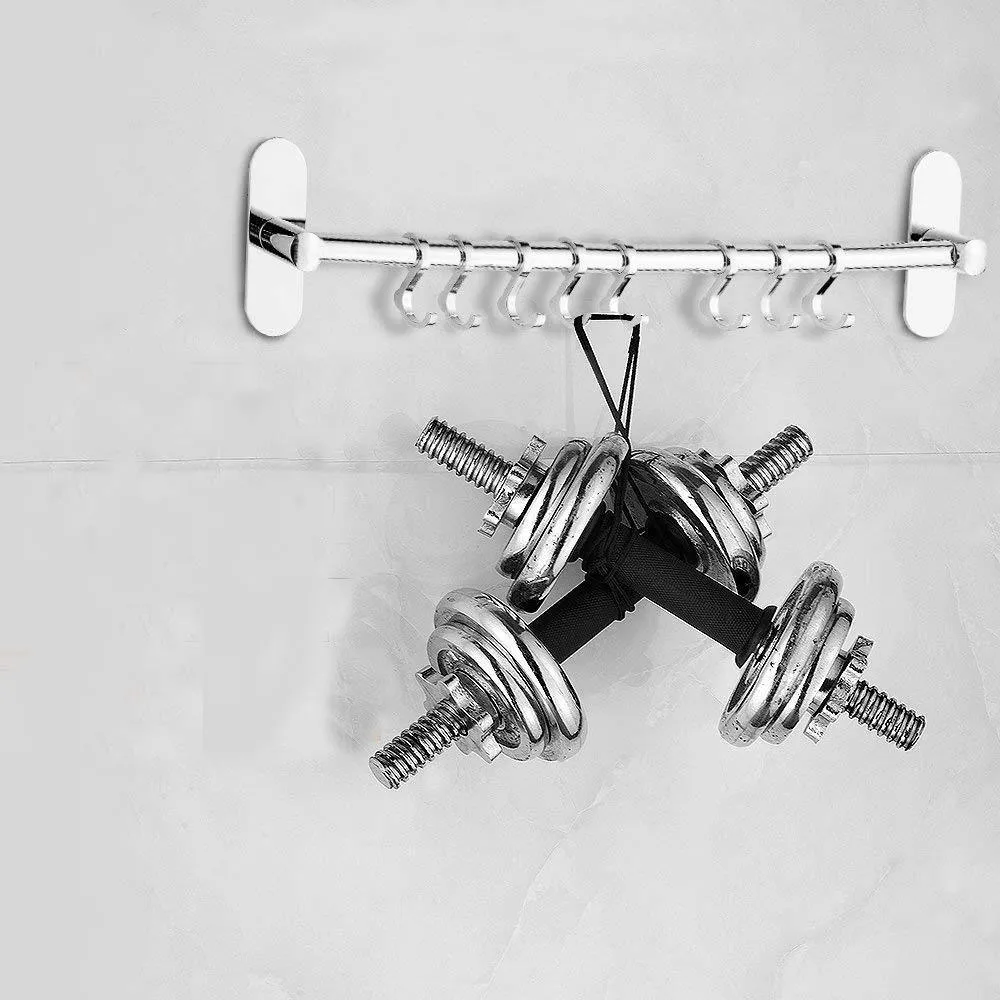 UCAS Heavy Duty Stainless Steel Hooks For Hanging Wall Mounted 3M Strips   Glue Self Adhesive Kitchen/Bathroom Organizer with 8 Adjustable Hooks